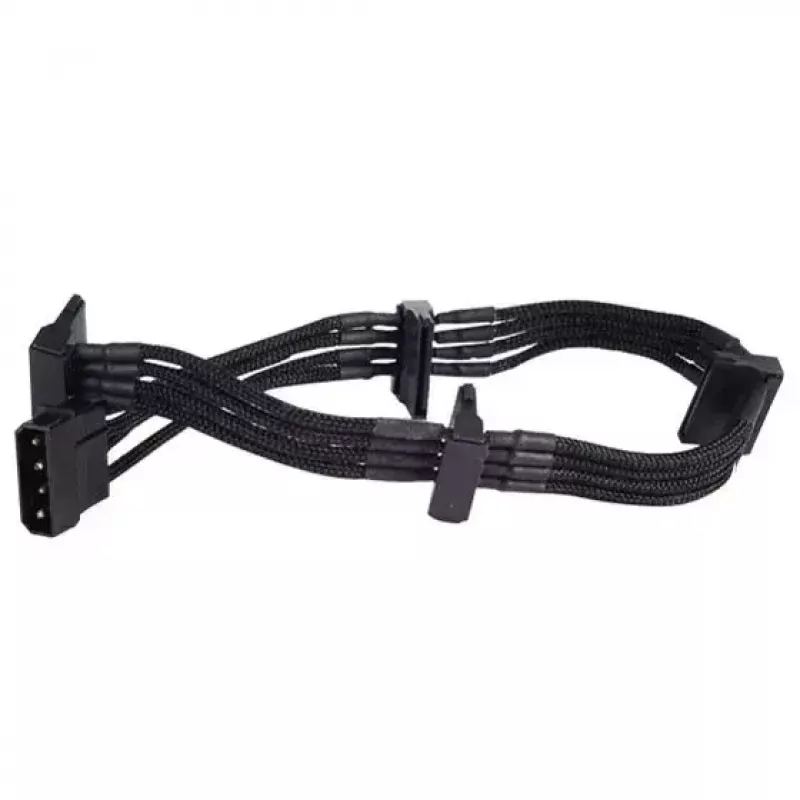 SilverStone SST-PP07-BTSB 4 kontaktų Molex–4x SATA prailginimo laidas, 300 mm, juodas