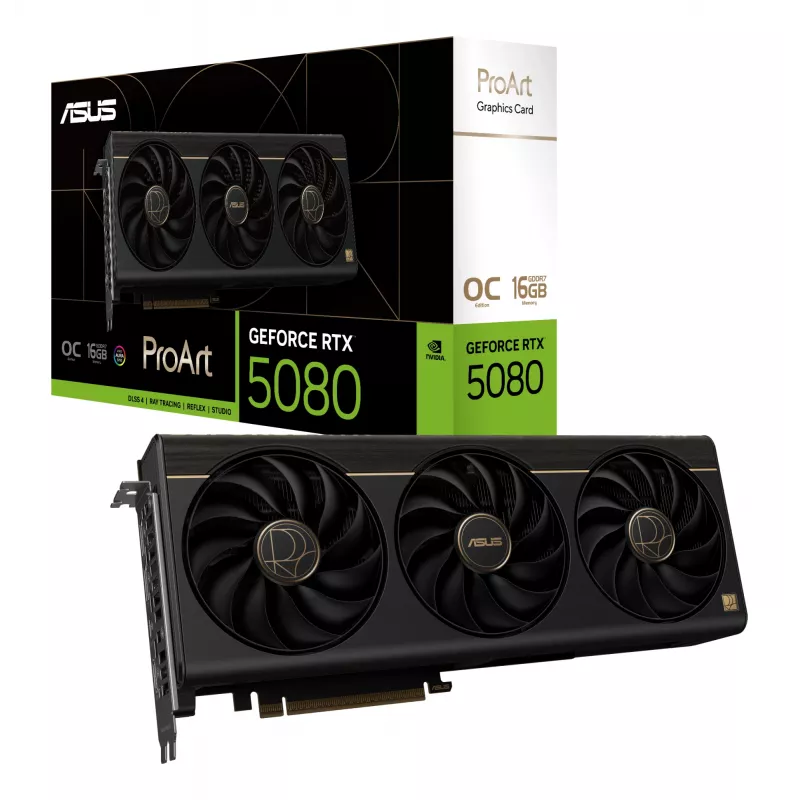 Vaizdo plokštė ASUS GeForce RTX 5080 16 GB GDDR7 PCIe 5.0, 256 bit, OC, 3 ventiliatoriai, 304 mm