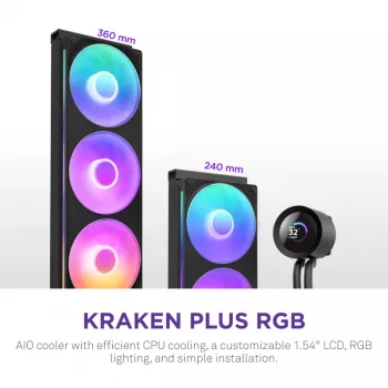 NZXT CPU Aušintuvas Kraken Plus 240 RGB Juodas