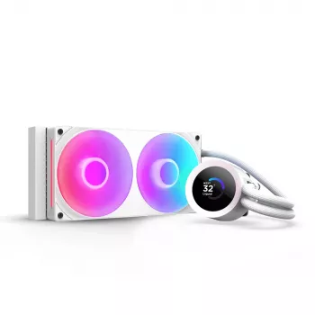 Vandens aušintuvas CPU NZXT Kraken Plus RGB 240 — 120 mm ventiliatoriai, FDB guolis, baltas