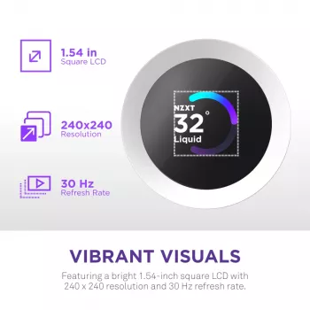Vandens aušintuvas CPU NZXT Kraken Plus RGB 240 — 120 mm ventiliatoriai, FDB guolis, baltas