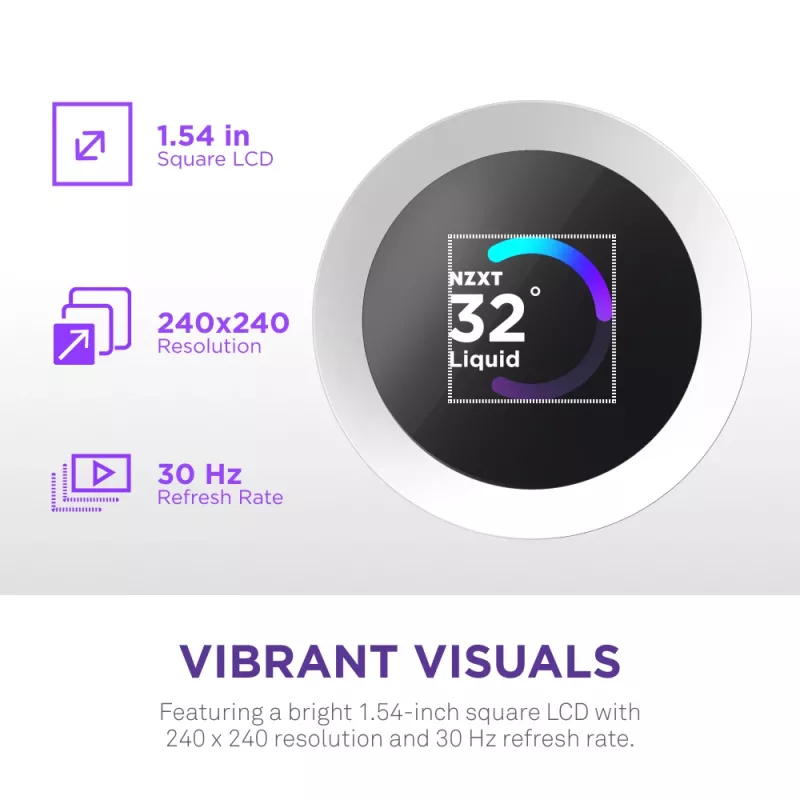 Vandens aušintuvas CPU NZXT Kraken Plus RGB 240 — 120 mm ventiliatoriai, FDB guolis, baltas