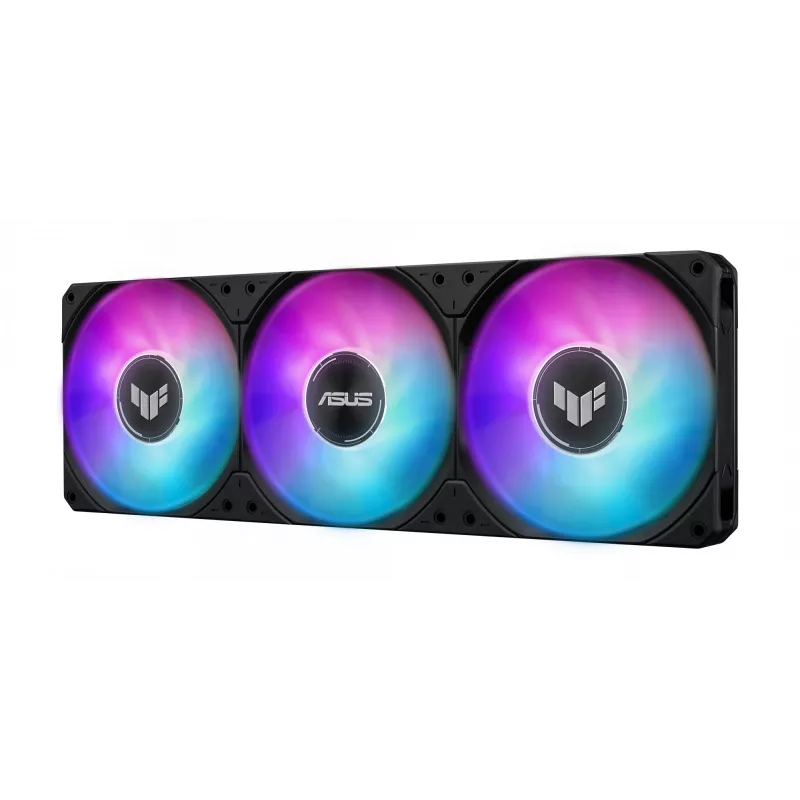 All-in-one skysčio aušintuvas ASUS TUF Gaming LC III 360 ARGB LCD — 360 mm radiatorius, 3x 120 mm ventiliatoriai, Socket AM5/AM4/LGA1700/LGA1200, Juodas
