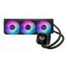 All-in-one skysčio aušintuvas ASUS TUF Gaming LC III 360 ARGB LCD — 360 mm radiatorius, 3x 120 mm ventiliatoriai, Socket AM5/AM4/LGA1700/LGA1200, Juodas