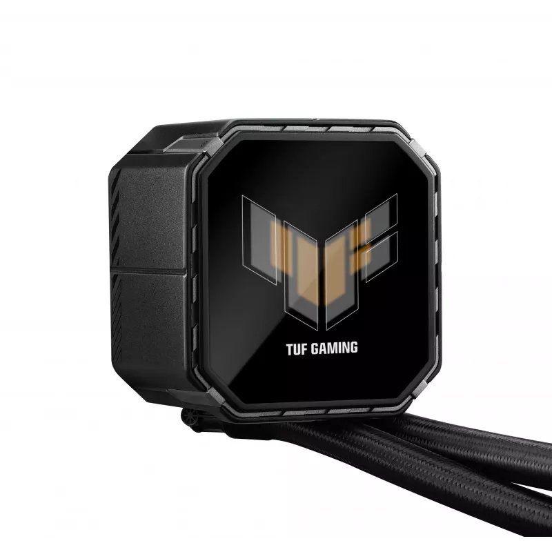 All-in-one skysčio aušintuvas ASUS TUF Gaming LC III 360 ARGB LCD — 360 mm radiatorius, 3x 120 mm ventiliatoriai, Socket AM5/AM4/LGA1700/LGA1200, Juodas