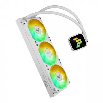 All-in-one skysčio aušintuvas ASUS TUF Gaming LC III 360 ARGB White Edition – 360 mm, 120 mm ventiliatoriai, LGA1700/1200, AM4/AM5 palaikymas