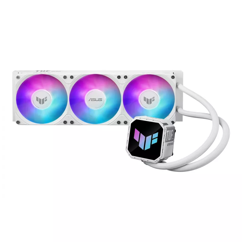 All-in-one skysčio aušintuvas ASUS TUF Gaming LC III 360 ARGB White Edition – 360 mm, 120 mm ventiliatoriai, LGA1700/1200, AM4/AM5 palaikymas