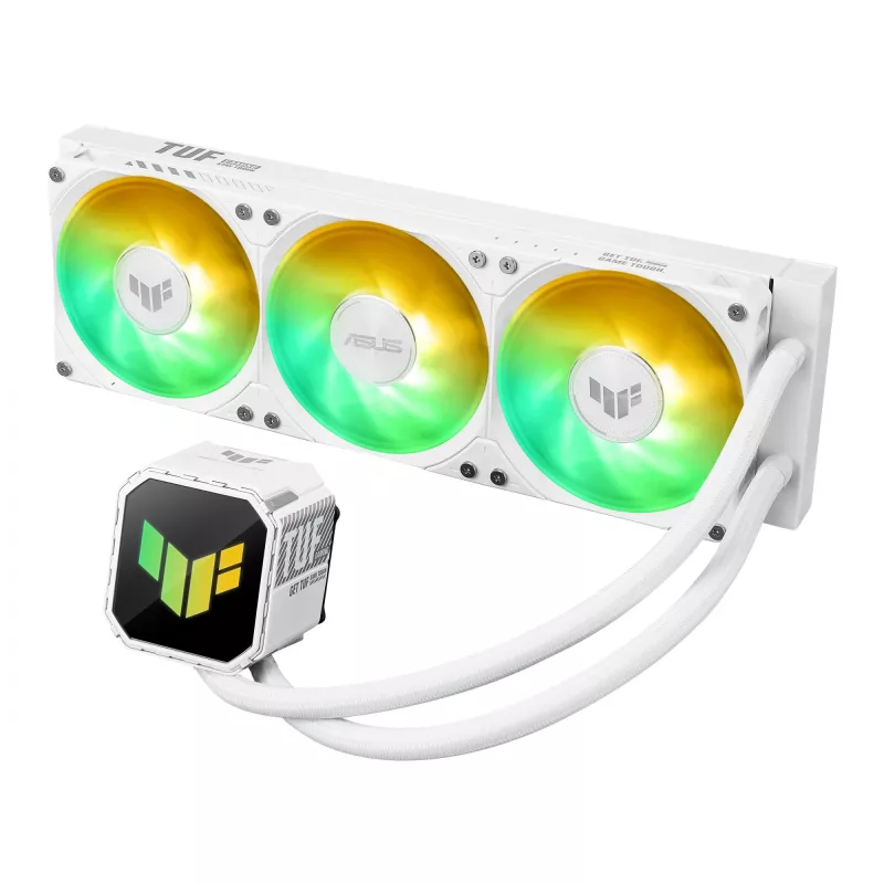 All-in-one skysčio aušintuvas ASUS TUF Gaming LC III 360 ARGB White Edition – 360 mm, 120 mm ventiliatoriai, LGA1700/1200, AM4/AM5 palaikymas