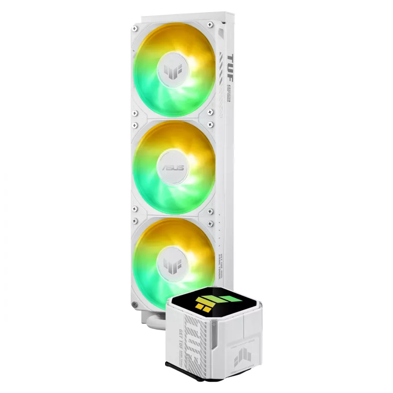 All-in-one skysčio aušintuvas ASUS TUF Gaming LC III 360 ARGB White Edition – 360 mm, 120 mm ventiliatoriai, LGA1700/1200, AM4/AM5 palaikymas