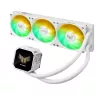 ASUS TUF Gaming LC III 360 ARGB LCD White Edition – skystas aušinimas CPU, 360 mm radiatorius, 3×120 mm PWM ventiliatoriai, LCD ekranas, baltas