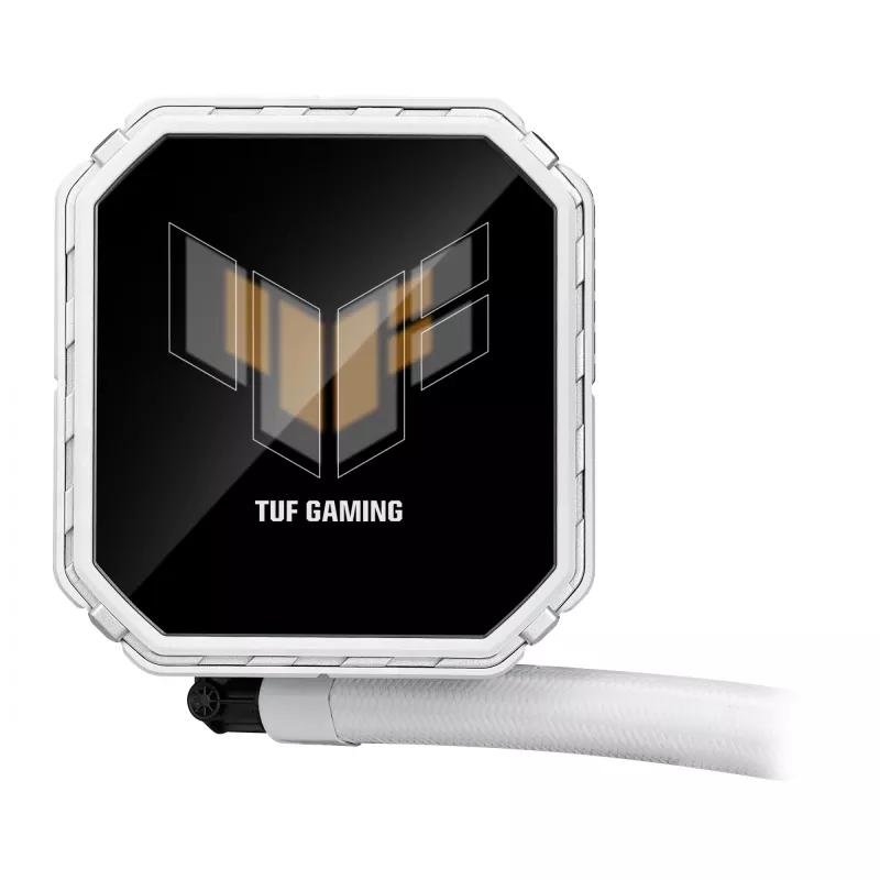ASUS TUF Gaming LC III 360 ARGB LCD White Edition – skystas aušinimas CPU, 360 mm radiatorius, 3×120 mm PWM ventiliatoriai, LCD ekranas, baltas