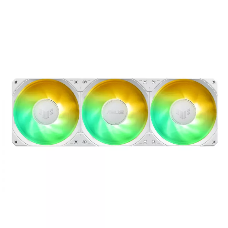 ASUS TUF Gaming LC III 360 ARGB LCD White Edition – skystas aušinimas CPU, 360 mm radiatorius, 3×120 mm PWM ventiliatoriai, LCD ekranas, baltas