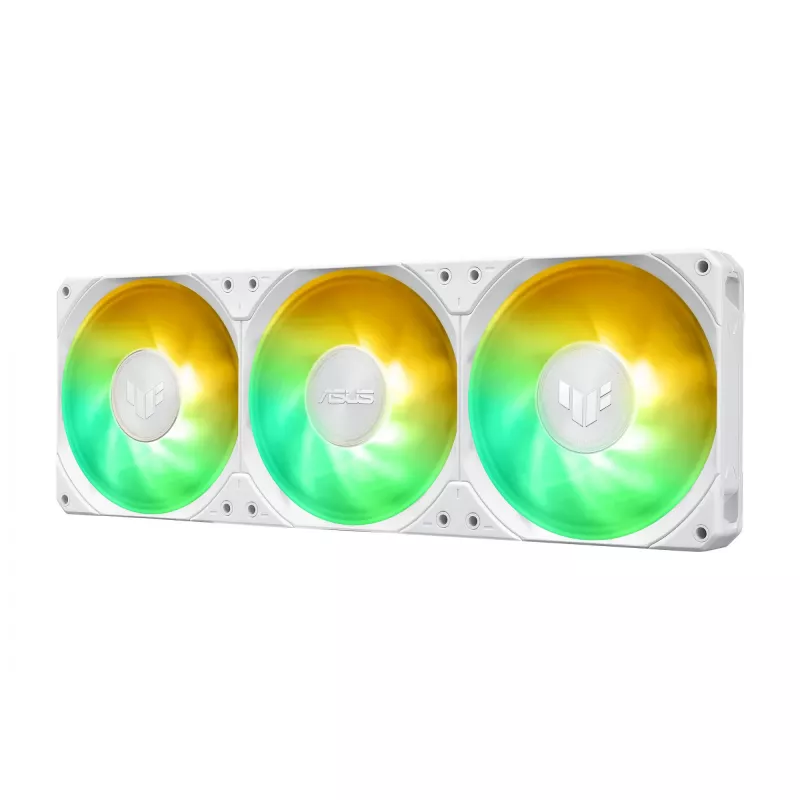 ASUS TUF Gaming LC III 360 ARGB LCD White Edition – skystas aušinimas CPU, 360 mm radiatorius, 3×120 mm PWM ventiliatoriai, LCD ekranas, baltas