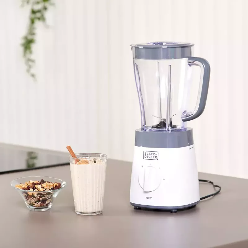 Stalo blenderis Black & Decker BXJB500E — 1,5 L stiklinis indas, 500 W, 2 greičiai, pulsavimas, ledo smulkinimas