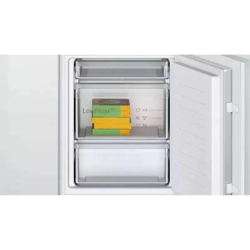 Įmontuojamas šaldytuvas-šaldiklis Bosch Serie 2 KIV86NSE0 — 267 l, apatinis šaldiklis, baltas, 177,2×54,1×54,8 cm, energijos klasė E