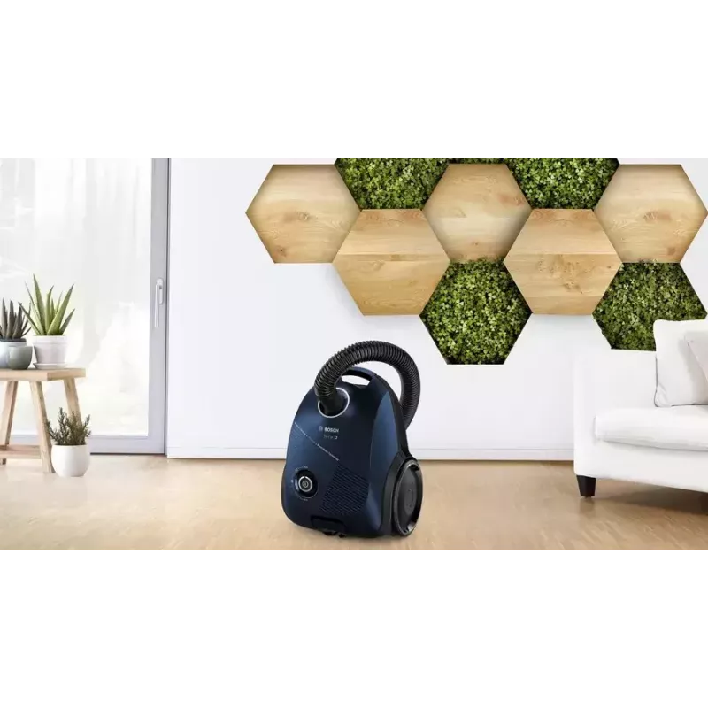 Cikloninis dulkių siurblys Bosch Serie 2 BGBS2BU1T — 850 W, 3,5 L dulkių maišas, 8 m spindulys, mėlynas