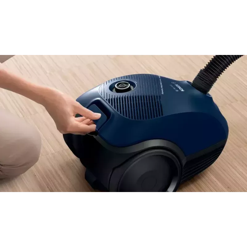 Cikloninis dulkių siurblys Bosch Serie 2 BGBS2BU1T — 850 W, 3,5 L dulkių maišas, 8 m spindulys, mėlynas