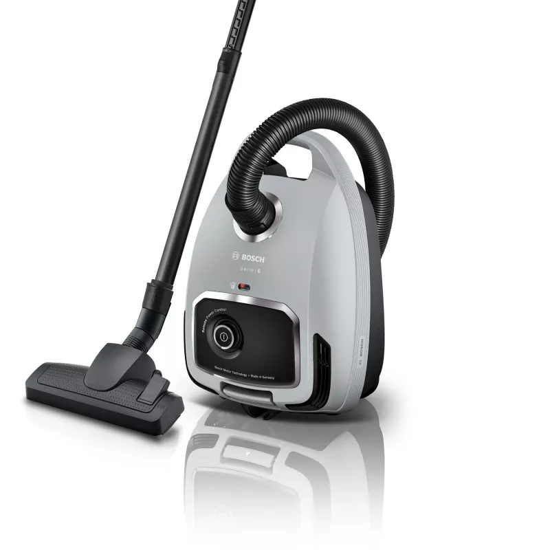 Cikloninis dulkių siurblys Bosch Serie 6 BGB6X330 — 600 W, HEPA 13, 4 L dulkių maišelis, kietoms grindims ir kilimams, 6 kg, pilka/juoda