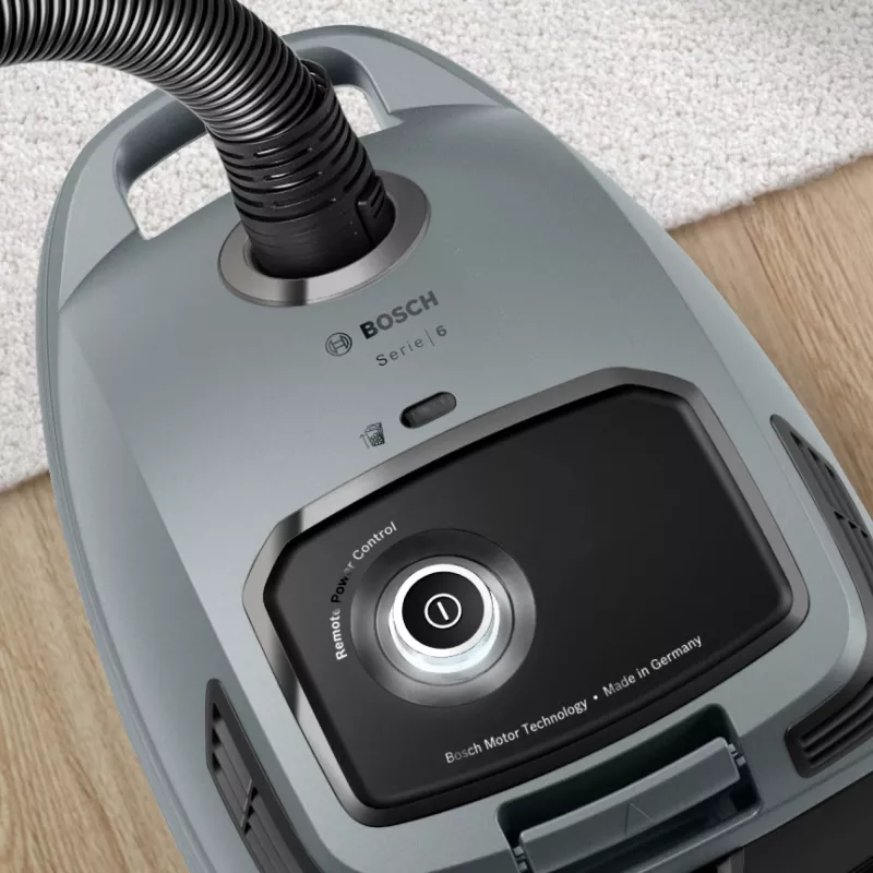 Cikloninis dulkių siurblys Bosch Serie 6 BGB6X330 — 600 W, HEPA 13, 4 L dulkių maišelis, kietoms grindims ir kilimams, 6 kg, pilka/juoda