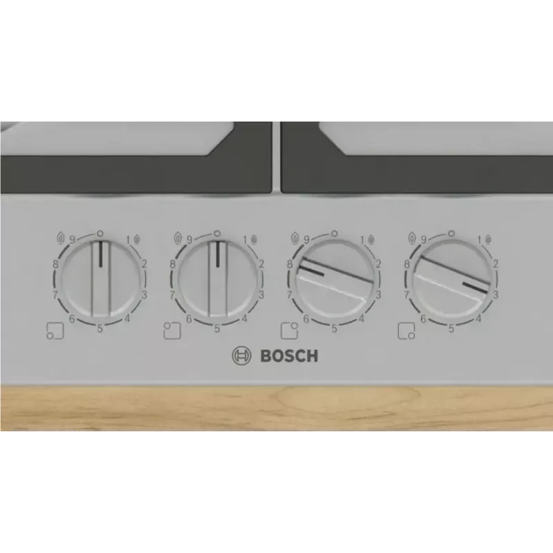 Įmontuojama dujinė kaitlentė Bosch PCH6A5I90, 60 cm, nerūdijantis plienas, 4 dujinės zonos + 1 wok, Flame Select, ketaus grotelės