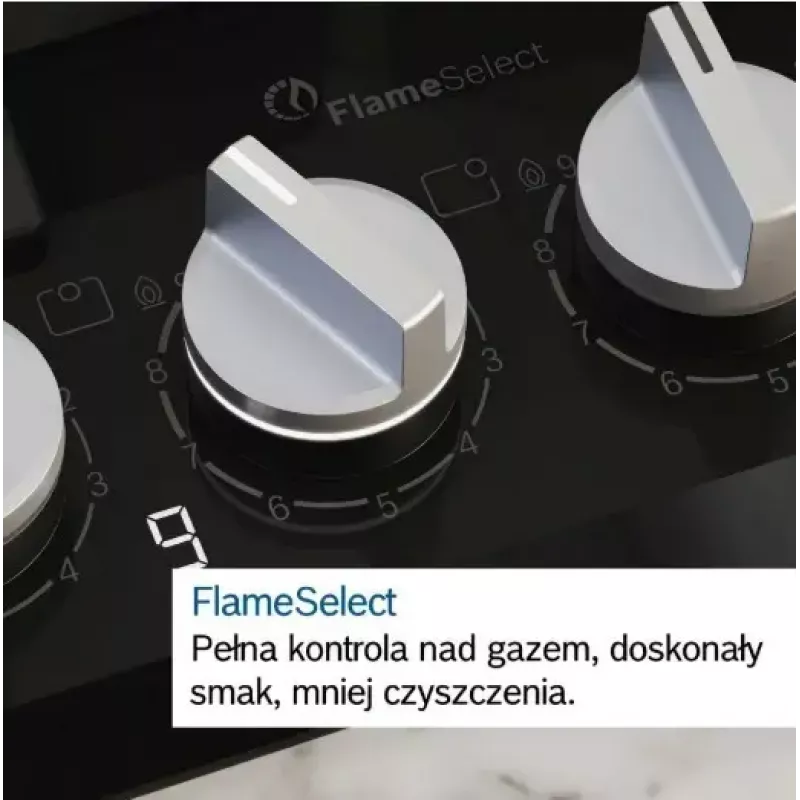 Įmontuojama dujinė kaitlentė Bosch PCH6A5I90, 60 cm, nerūdijantis plienas, 4 dujinės zonos + 1 wok, Flame Select, ketaus grotelės