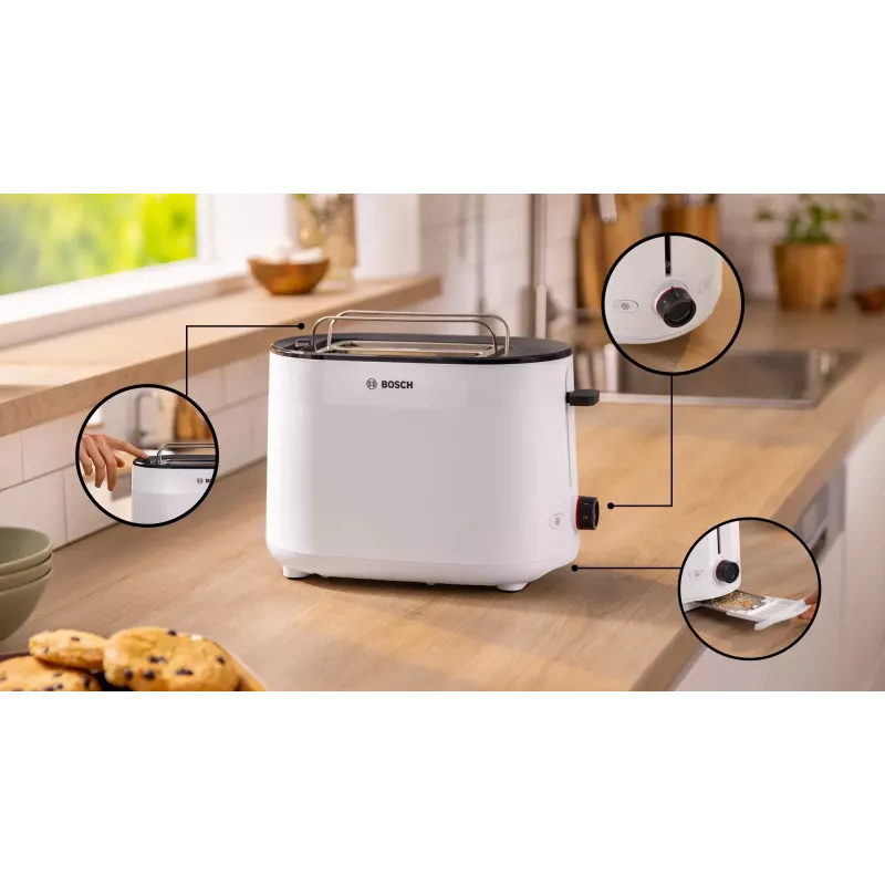 Bosch TAT2M121 skrudintuvas 2 griežinėliai 950 W Baltas