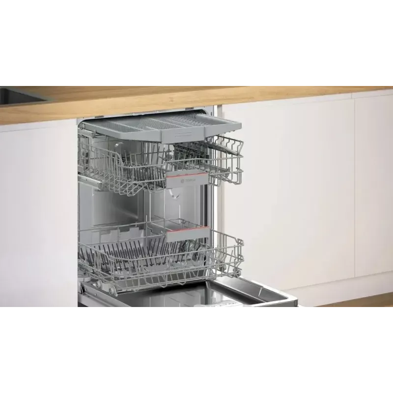 Indaplovė įmontuojama Bosch SMI4EVS04E, pilno dydžio 60 cm, 13 komplektų, energijos klasė D, 6 programų, Wi‑Fi, 46 dB