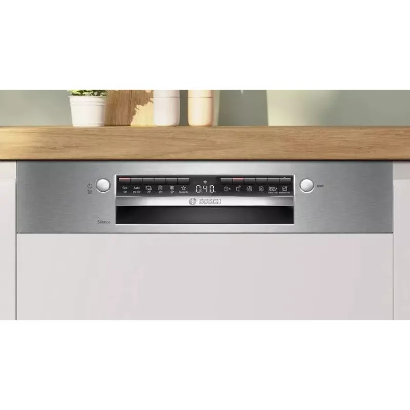 Indaplovė įmontuojama Bosch SMI4EVS04E, pilno dydžio 60 cm, 13 komplektų, energijos klasė D, 6 programų, Wi‑Fi, 46 dB