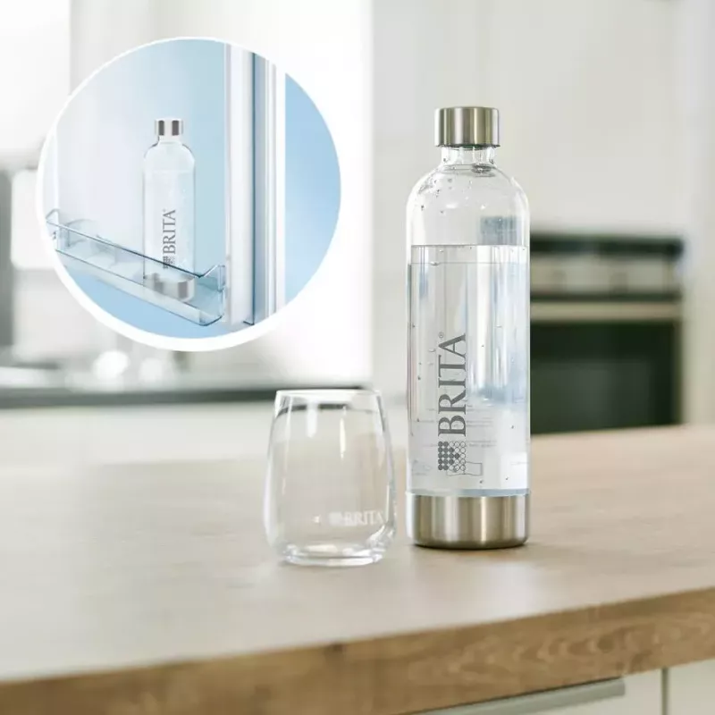 Gazuotas vandens aparatas BRITA sodaONE Black Silver – gazuoto vandens gamintuvas, 60 L talpa, be BPA, 450×129×240 mm