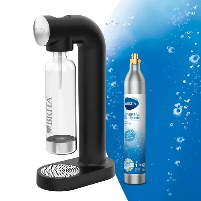 Gazuotas vandens aparatas BRITA sodaONE Black Silver – gazuoto vandens gamintuvas, 60 L talpa, be BPA, 450×129×240 mm