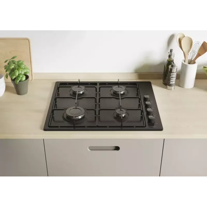 Candy Idea CHW6LBB juoda įmontuojama dujinė kaitlentė 60 cm 4 zonos