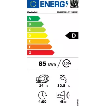 Įmontuojama indaplovė Electrolux EEG48300L — 14 komplektų, 42 dB, 60 cm