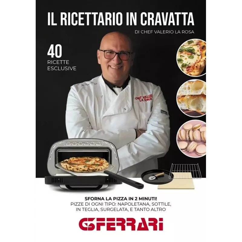Stalinė elektrinė picos krosnelė G3FERRARI G1018600 PRONTO PIZZA — 1700 W, akmeninis paviršius, iki 420°C, tinka Ø32 cm picai