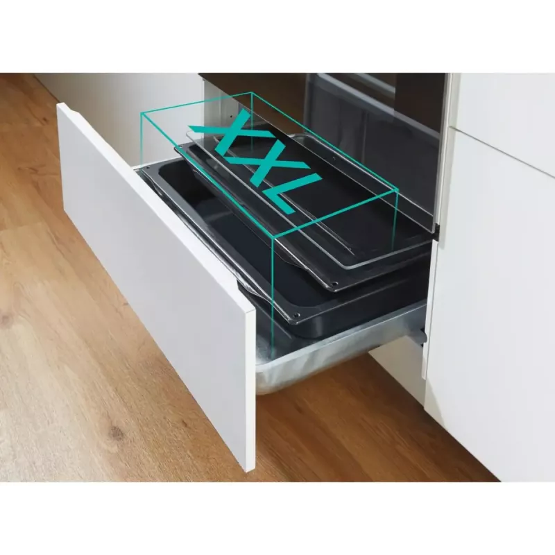 Laisvai pastatoma elektrinė viryklė Gorenje GECS5C70WA, kaitlentė su keturiomis kaitvietėmis, balta, orkaitė 70 l, sukamosios rankenėlės, LED ekranas
