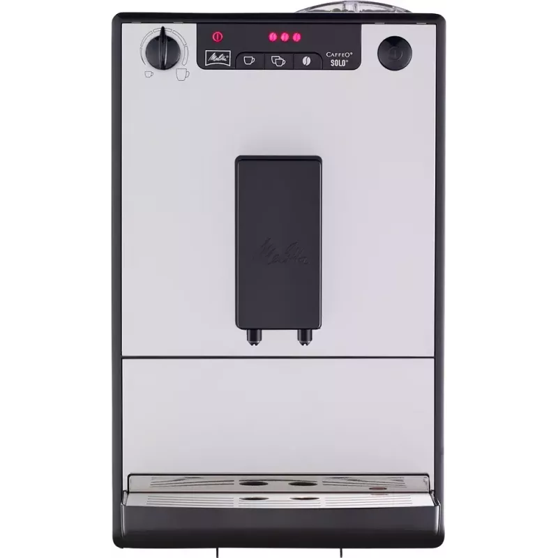 Espreso aparatas MELITTA SOLO E950-766, 1,2 L vandens talpa, įmontuotas malūnėlis, 1400 W, sidabrinis