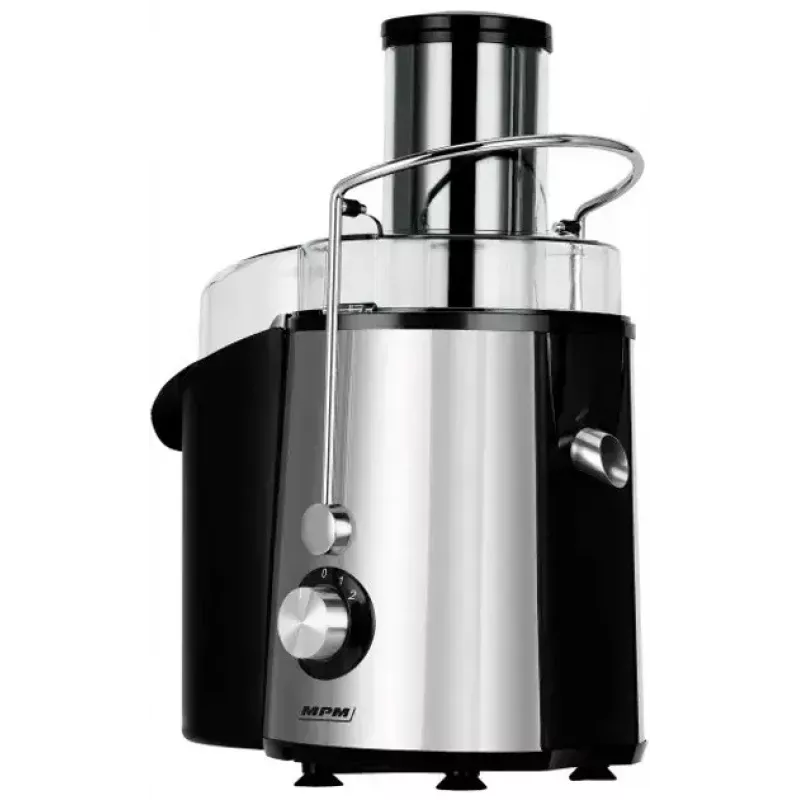 Išcentrinė sulčiaspaudė MPM MSO-18-M, 1000 W, 1 L talpa, 2 greičiai, nerūdijantis plienas, juoda/sidabrinė