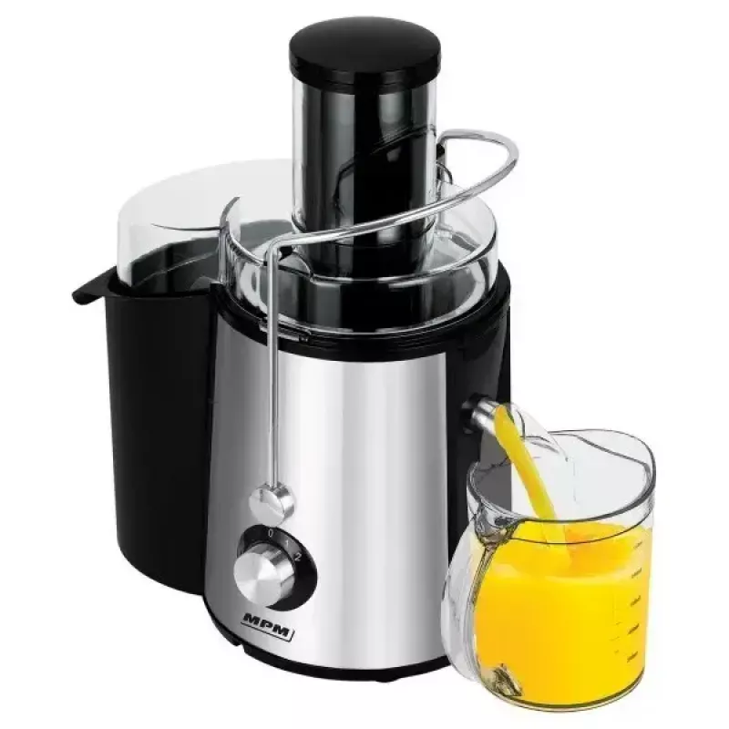 Išcentrinė sulčiaspaudė MPM MSO-18-M, 1000 W, 1 L talpa, 2 greičiai, nerūdijantis plienas, juoda/sidabrinė