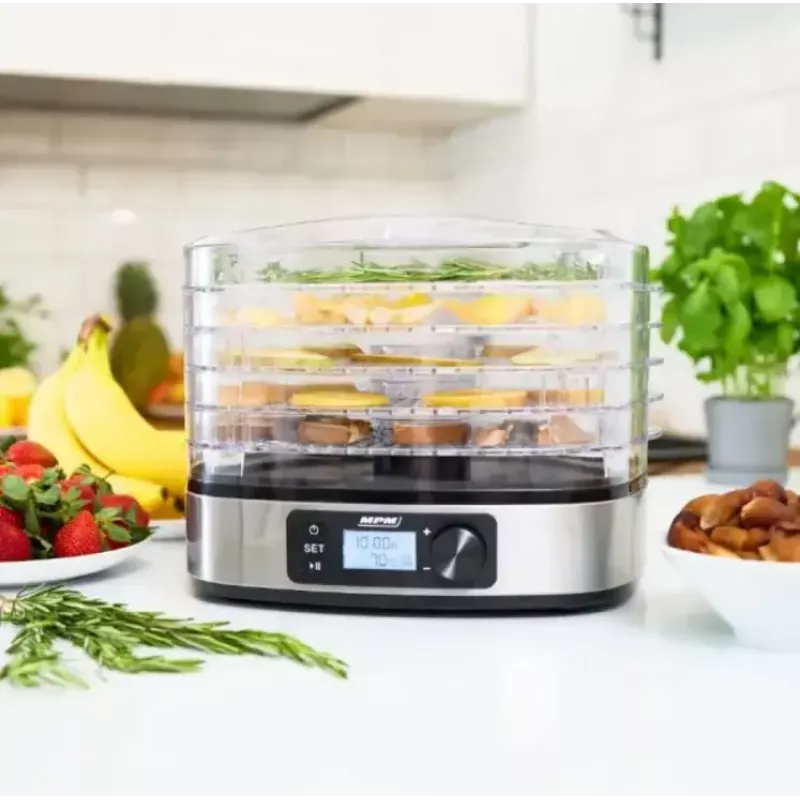 Džiovintuvas MPM MSG-12, 6 padėklų, 380 W, 35–75 °C, 0,5–36 h laikmatis, nerūdijančio plieno korpusas