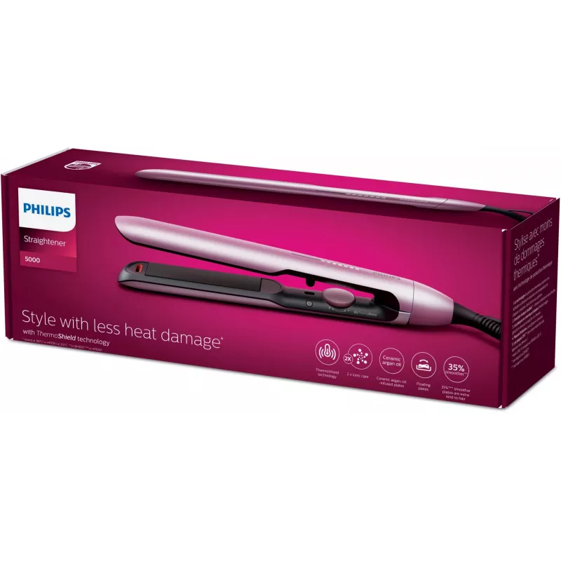 Tiesintuvas Philips BHS530/00 – keraminės plokštelės 2,5 cm, 120–240 V, 12 temperatūros lygių, 120–230 °C, jonų funkcija, 1,8 m besisukantis laidas
