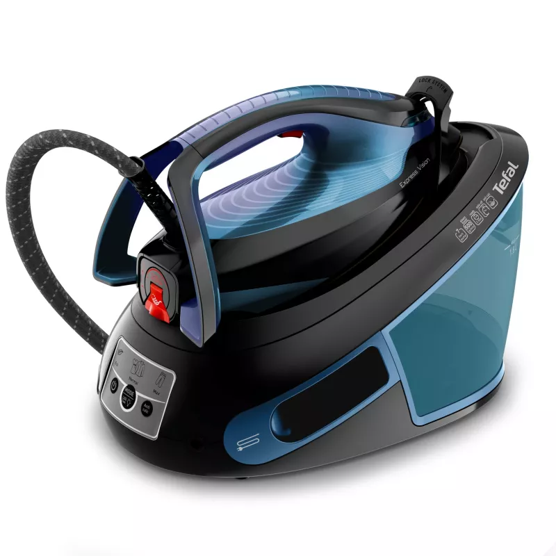 Garų lygintuvas Tefal Express Vision SV8151, 2800 W, 1,8 l, Durilium AirGlide Autoclean padas, mėlyna, juoda