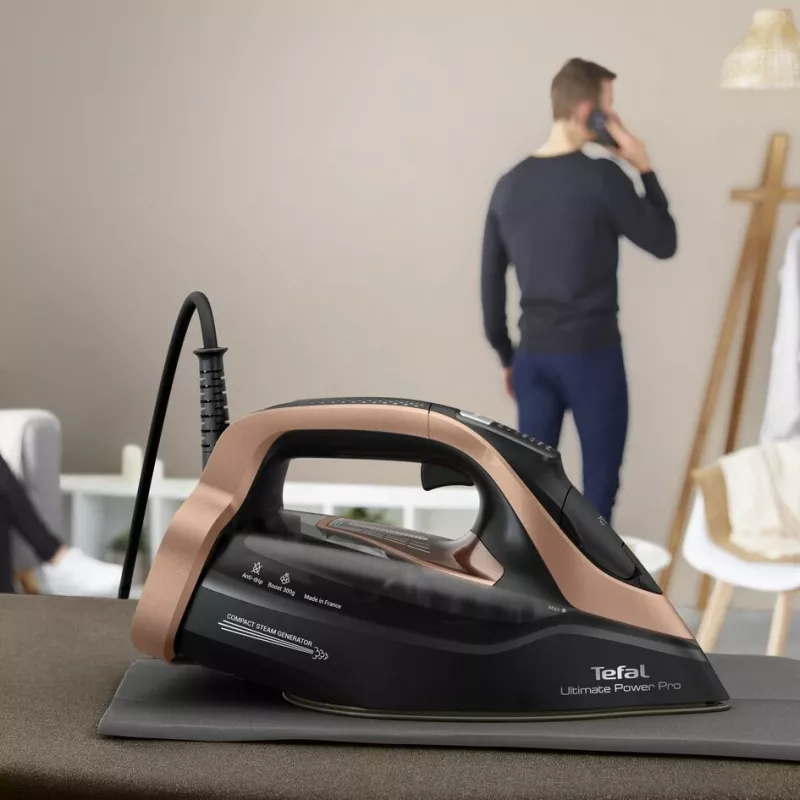 Tefal Ultimate Power Pro FV9E50 sausas ir garinis lygintuvas Durilium AirGlide Autoclean padas 3200 W juoda, vario spalva