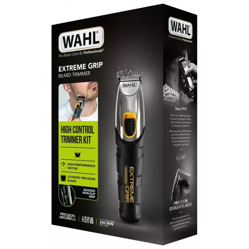Plaukų kirpimo mašinėlė Wahl Extreme Grip AC/Baterija, belaidė, Li‑Ion, 240 min veikimo laikas, 12 ilgio pakopų, nerūdijančio plieno peilis, pjovimo plotis 3 cm, juoda