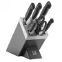 Peilių ir bloko rinkinys ZWILLING 35148-507-0 — 7 dalių su šefo peiliu, duonos peiliu, daržovių peiliu, virtuvinėmis žirklėmis, pilku bloku