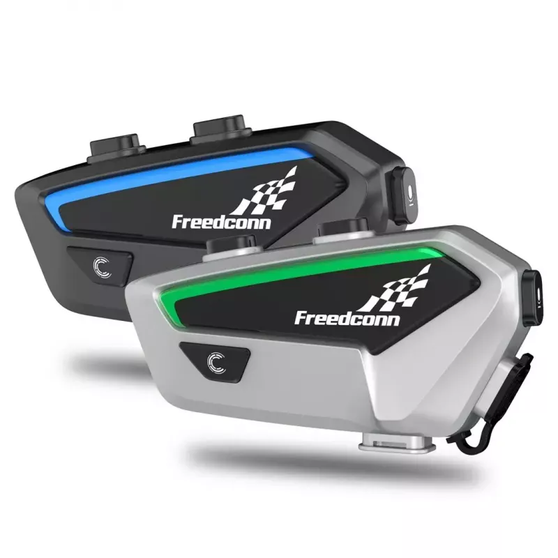 Motociklininkų interkomo ausinės FreedConn FX juodos – Bluetooth 5.0, IP67, atstumas 2000 m, 30 h pokalbio laiko