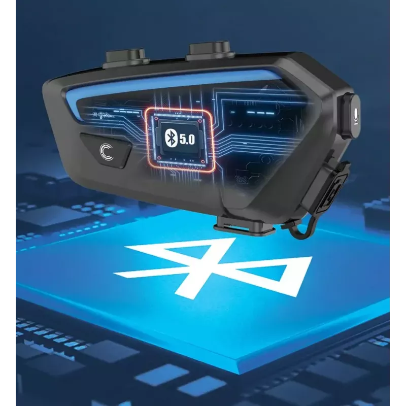 Motociklininkų interkomo ausinės FreedConn FX juodos – Bluetooth 5.0, IP67, atstumas 2000 m, 30 h pokalbio laiko