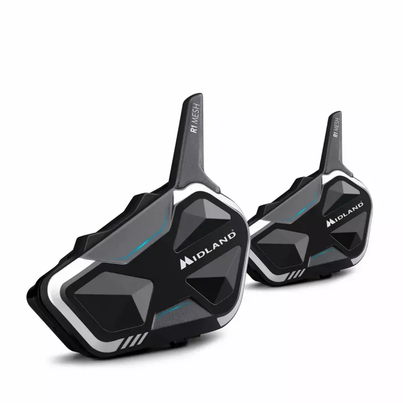 Midland R1 MESH tarpusavio ryšio sistema motociklininkams, maksimalus atstumas 2000 m, atspari vandeniui IPX6, juoda/balta