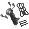 RAM Mounts X-Grip telefono laikiklis motociklo vairo spaustuvui, juodas