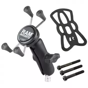 RAM Mounts X-Grip telefono laikiklis motociklo vairo spaustuvui, juodas