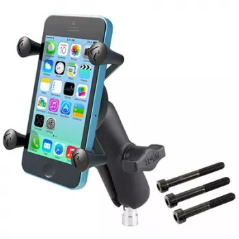 RAM Mounts X-Grip telefono laikiklis motociklo vairo spaustuvui, juodas