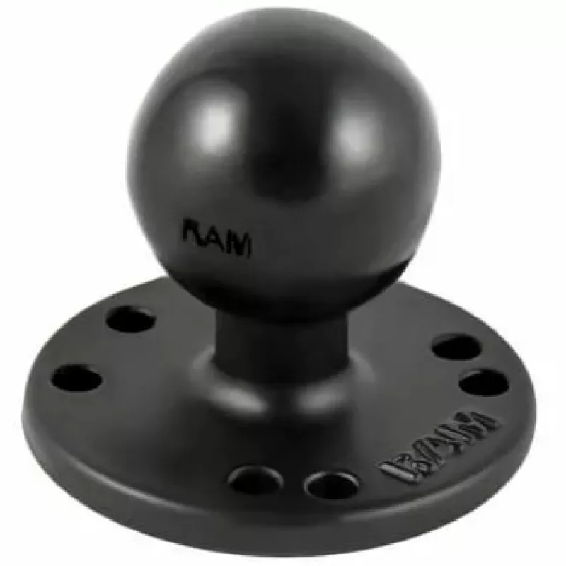 RAM Mounts RAM-202U apvali plokštė su rutuliu, 1,5 colio C dydžio guminis rutulys, 2,5 colio plokštė, AMPS tvirtinimo anga, juoda
